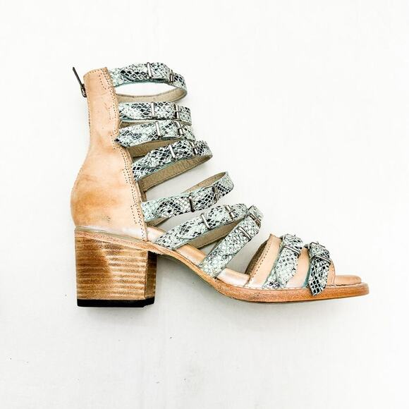 FreeBird Turquoise Casandra Sandal Bootie Distressed Tan Strappy Shoes Size 8 - Picture 2 of 7